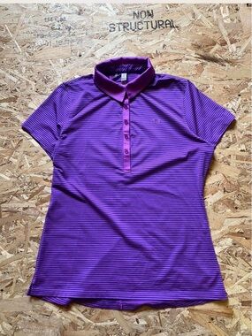 Under Armour Purple Striped Button-Down Polo